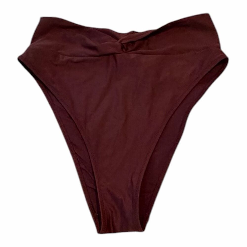 AERIE Women’s Burgundy High Cut Twist Front Bikini Swim Bottoms Size Medium